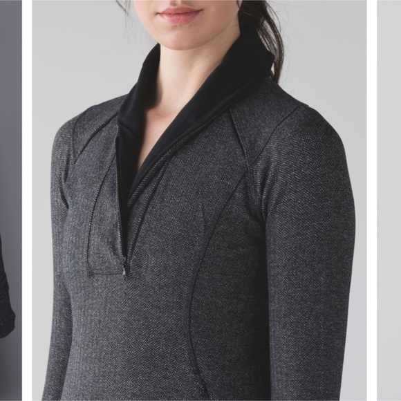 Lululemon Think Fast Pullover Heathered Herringbone Heathered Black - Size 4 - Picture 5 of 15